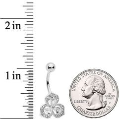 Clear Gems Art Deco Luxe Glamour Leaves Dangle Belly Ring