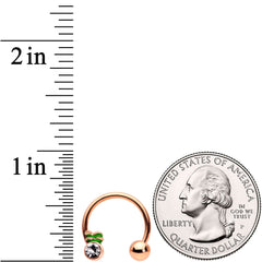 14G Clear Gem Rose Gold Tone Pineapple Horseshoe Nipple Ring Set