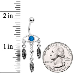 Blue Clear Gem Vision of Feathers Dangle Belly Ring
