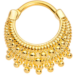 16G 3/8 Gold Tone Debutante Fashion Hinged Septum Ring