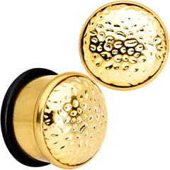 Gold Tone Hammered Finish Single Flare Plug Set 6mm to 16mm Sizes