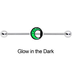 14G Glow in the Dark Crescent Moon Industrial Barbell 38mm