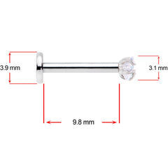 16G 3/8 Clear Pink Blue Star CZ Gem Labret Tragus Set of 3