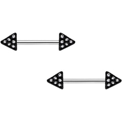 14G 9/16 Clear Gem Triangle End Barbell Nipple Ring Set of 4