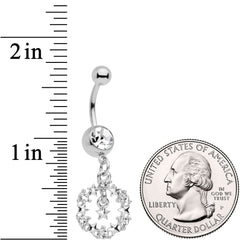 Clear Gem Holiday Wreath of Stars Dangle Belly Ring