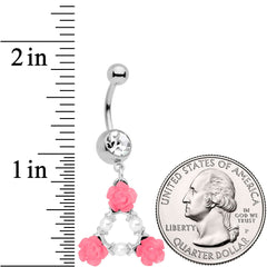 Clear Gem Triangle of Roses Dangle Belly Ring