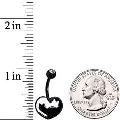 Clear Gem Black White Cat Lover Silhouette Belly Ring