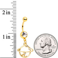 Clear Gem Gold Tone Stars Orbit Planet Saturn Dangle Belly Ring