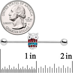 14G Happy Holiday Hoot Owl Industrial Barbell 38mm