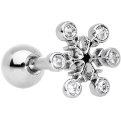 Clear Gem Winter Fun Snowflake Snowman Cartilage Tragus Set of 2