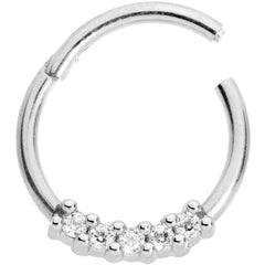 16G 3/8 Clear CZ Gem Quartet Hinged Segment Ring