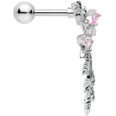 16G 1/4 Pink Gem Sprig of Springtime Left Ear Cartilage Earring