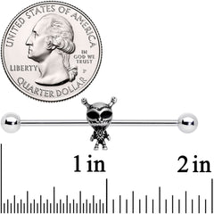 14G Sweet Black Eyed Alien Industrial Barbell 38mm