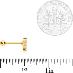 16G 5/16 Clear CZ Gold Tone Flowers Cartilage Tragus Earring