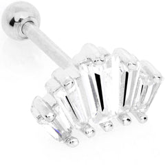 18G 5/16 Clear CZ Crown Cartilage Tragus Earring
