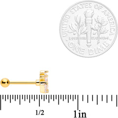 18G 5/16 Clear CZ Gold Tone Crown Cartilage Tragus Earring