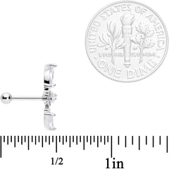 18G 5/16 Clear CZ Gem Geometric Crest Cartilage Tragus Earring