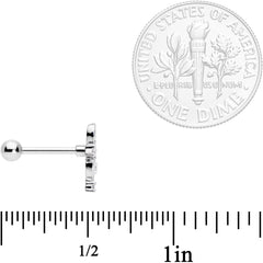 18G 5/16 Clear CZ Gem Leafy Flourish Cartilage Tragus Earring