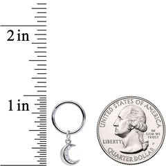 16G 3/8 Clear CZ Gem Crescent Moon Dangle Hinged Segment Ring