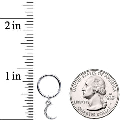 16G 3/8 Clear Gem Sliver of Moon Dangle Hinged Segment Ring