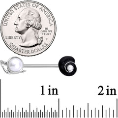 14G 9/16 Clear Gem White Orb Snail Shell Barbell Nipple Ring Set