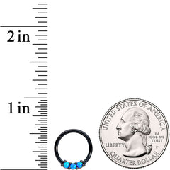16G 3/8 Blue Synthetic Opal Black Hinged Segment Ring