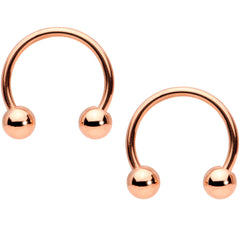 14G Rose Gold Tone Outer Space UFO Horseshoe Nipple Ring Set of 4