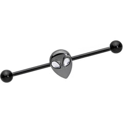 14G Clear Gem Black Alien Invader Industrial Barbell 38mm
