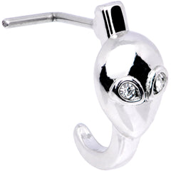 20G Clear Gem Alien Invader Faux Hoop L Shaped Nose Ring