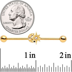 14G Clear Gem Gold Tone Holiday Star Industrial Barbell 38mm