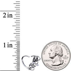 16G 3/8 Clear CZ Gem Abstract Hearts Left Heart Closure Ring