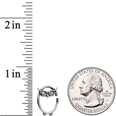 16G 3/8 Clear Cubic Zirconia Wise Old Right Owl Closure Ring