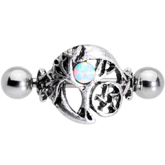 16G 1/2 White Synthetic Opal Pentagram Tree Cartilage Cuff