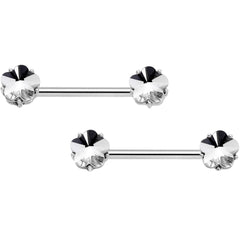 14G 9/16 1/2 Clear Gem Flower Horseshoe Barbell Nipple Ring Set