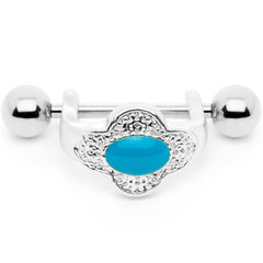 16G 1/2 Faux Turquoise Flower Cartilage Cuff