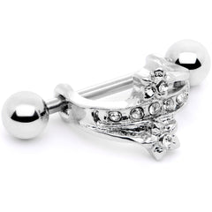 16G 1/2 Clear Gem Cross Crown Cartilage Cuff