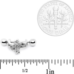 16G 1/2 Clear Gem Cross Crown Cartilage Cuff