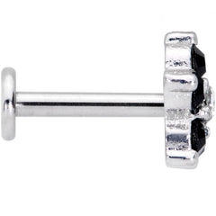 16G 5/16 CZ Gem Black Gem Flower Internally Threaded Labret