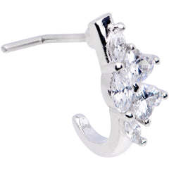 20G Clear Gem Hearts Faux Hoop L Shaped Nose Ring