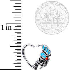 16G 3/8 Red Gem Warrior Headdress Left Heart Closure Ring