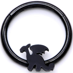 16G 3/8 Black Fantasy Dragon Hinged Segment Ring