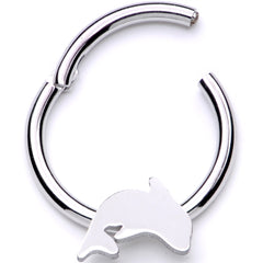 16G 3/8 Leaping Dolphin Hinged Segment Ring
