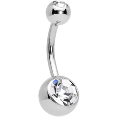 Clear Gem Blue Faux Druzy Rose Gold Tone Crescent Moon Belly Ring Set