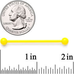 14G Yellow Coated Glow in the Dark Industrial Barbell 38mm