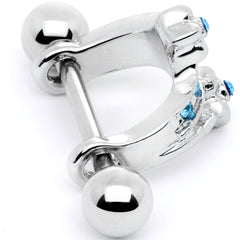 16G 1/2 Blue Gem Cross Crown Cartilage Cuff