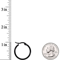 20mm Black Tone PVD Stainless Steel Hoop Earrings