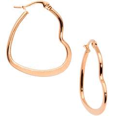 30mm Rose Gold Tone PVD Stainless Steel Heart Hoop Earrings