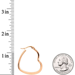 30mm Rose Gold Tone PVD Stainless Steel Heart Hoop Earrings