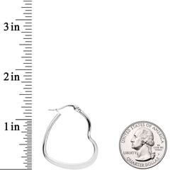 30mm Stainless Steel Heart Hoop Earrings