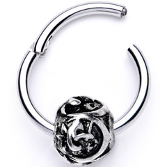 16G 3/8 Abstract Pattern Bead Hinged Segment Ring